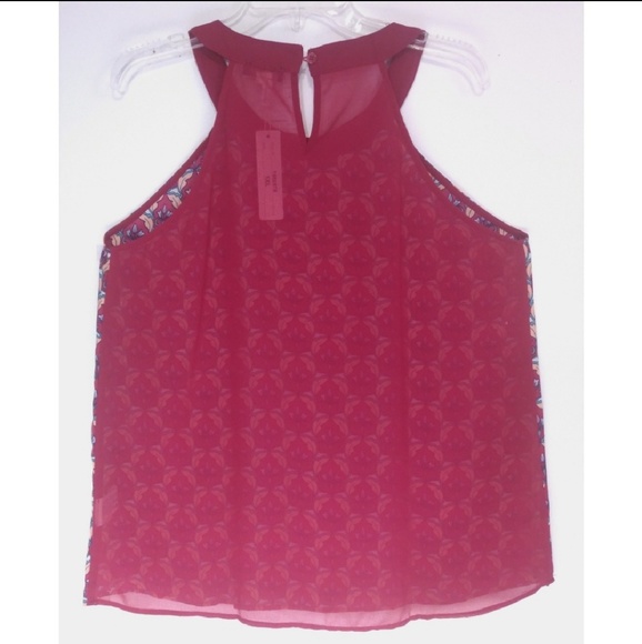 [Last 1] LAST DAY Dark Red Print Blouse Beads - Picture 4 of 5